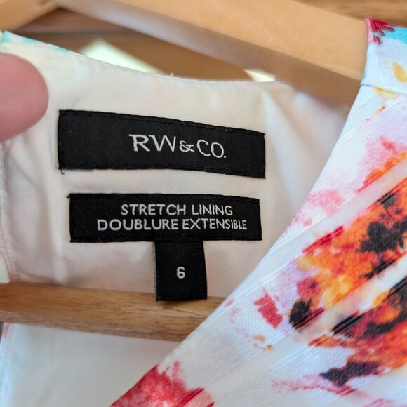 RW&CO. Fit & Flare Striped Sheer Floral Overlay Lined Dress - Picture 4 of 4